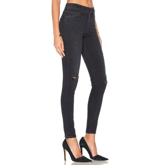 NWT Aritzia Citizens of Humanity Black Rocket High Rise Distressed Skinny 29 - Picture 16 of 16